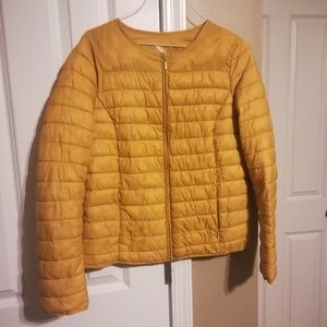 Promod light puffer jacket, S, mustard yellow